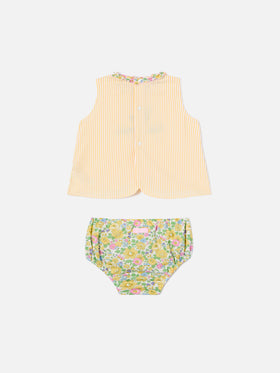 Abbie top and bloomer set with Vado dai nonni embroidery | Made with Liberty Fabric