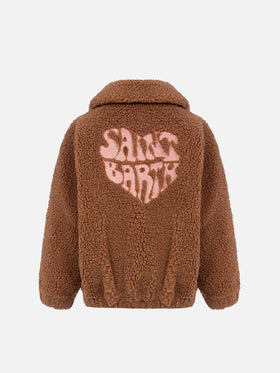 Girl beige sherpa bomber coat Abel - MC2 Saint Barth