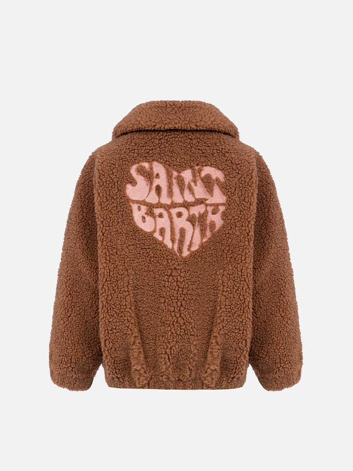 Girl beige sherpa bomber coat Abel - MC2 Saint Barth