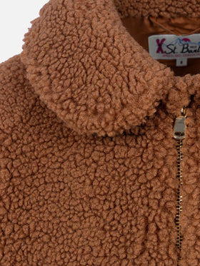 Girl beige sherpa bomber coat Abel - MC2 Saint Barth