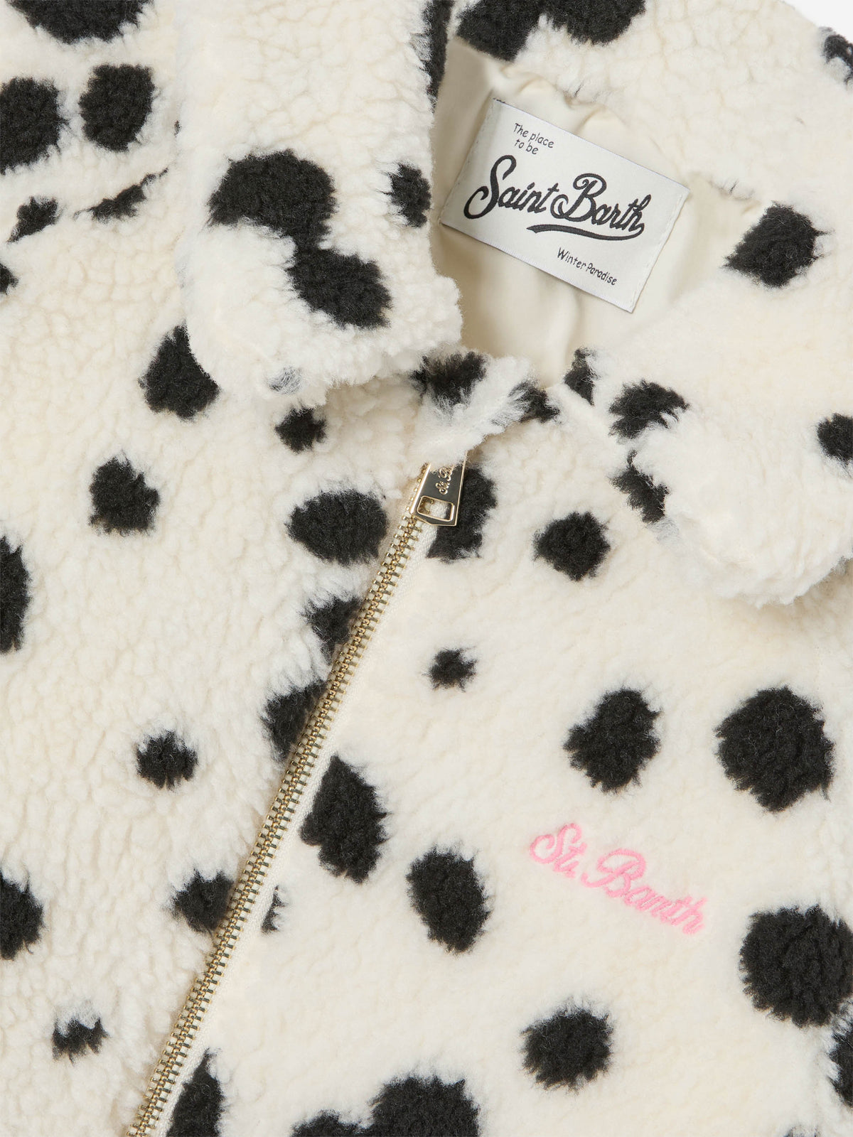 Cream Abel teddy jacket with dalmatian pattern | Special edition