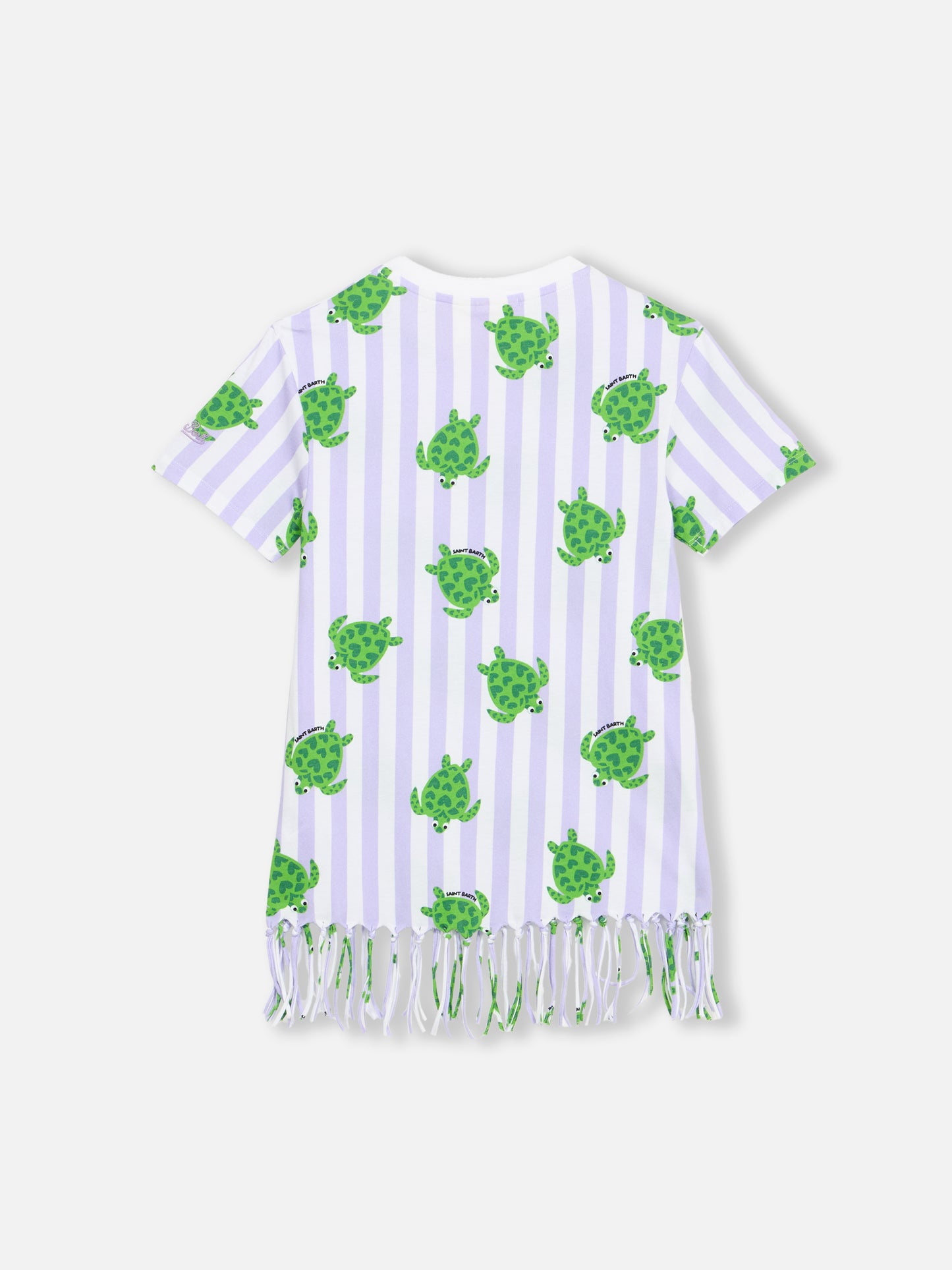 Girl Abbey dress with fringes and turtle print - MC2 Saint Barth