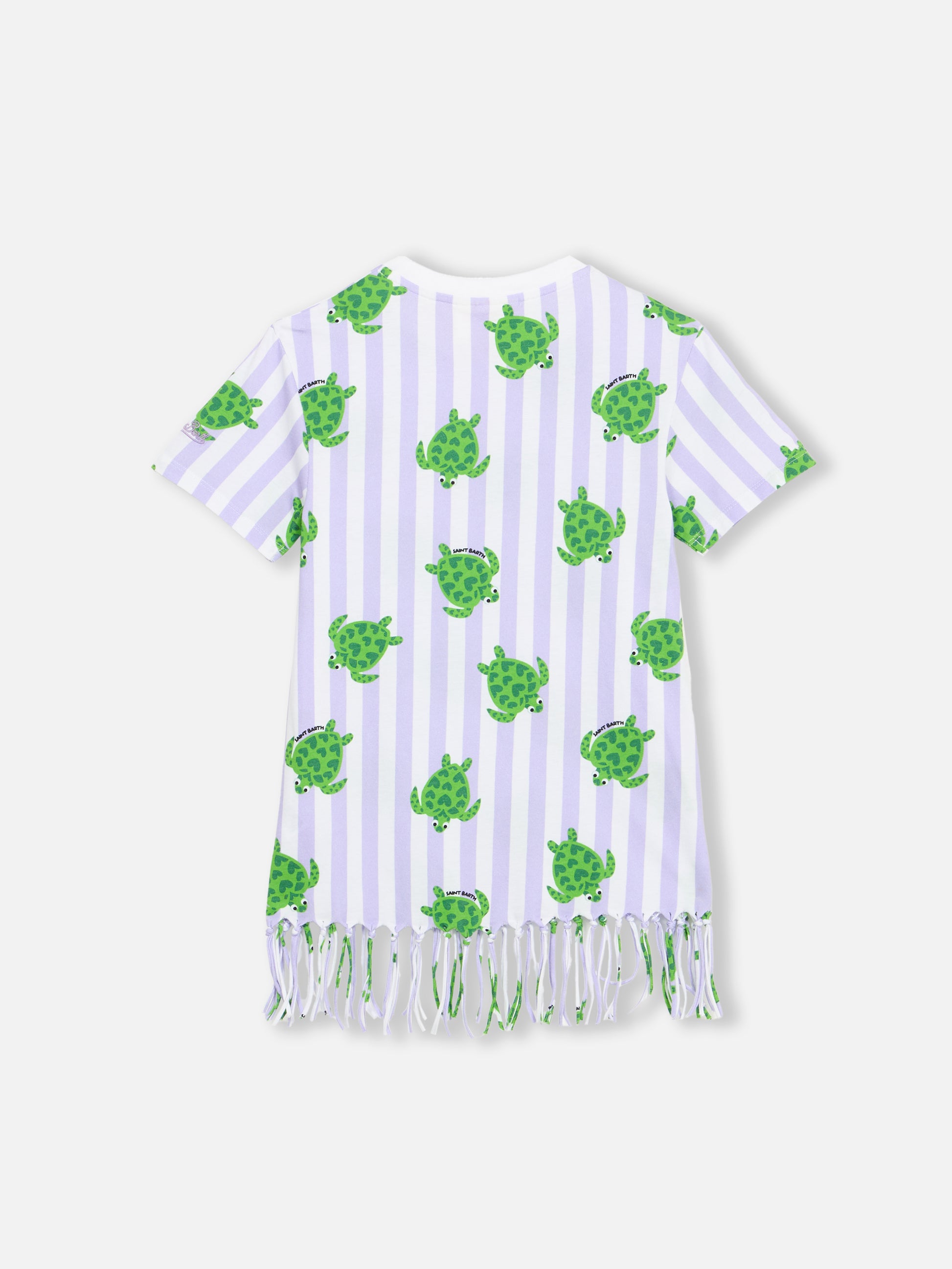 Girl Abbey dress with fringes and turtle print - MC2 Saint Barth
