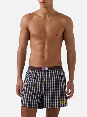 Boxer Adam en coton Navy blue avec imprimé tartan 