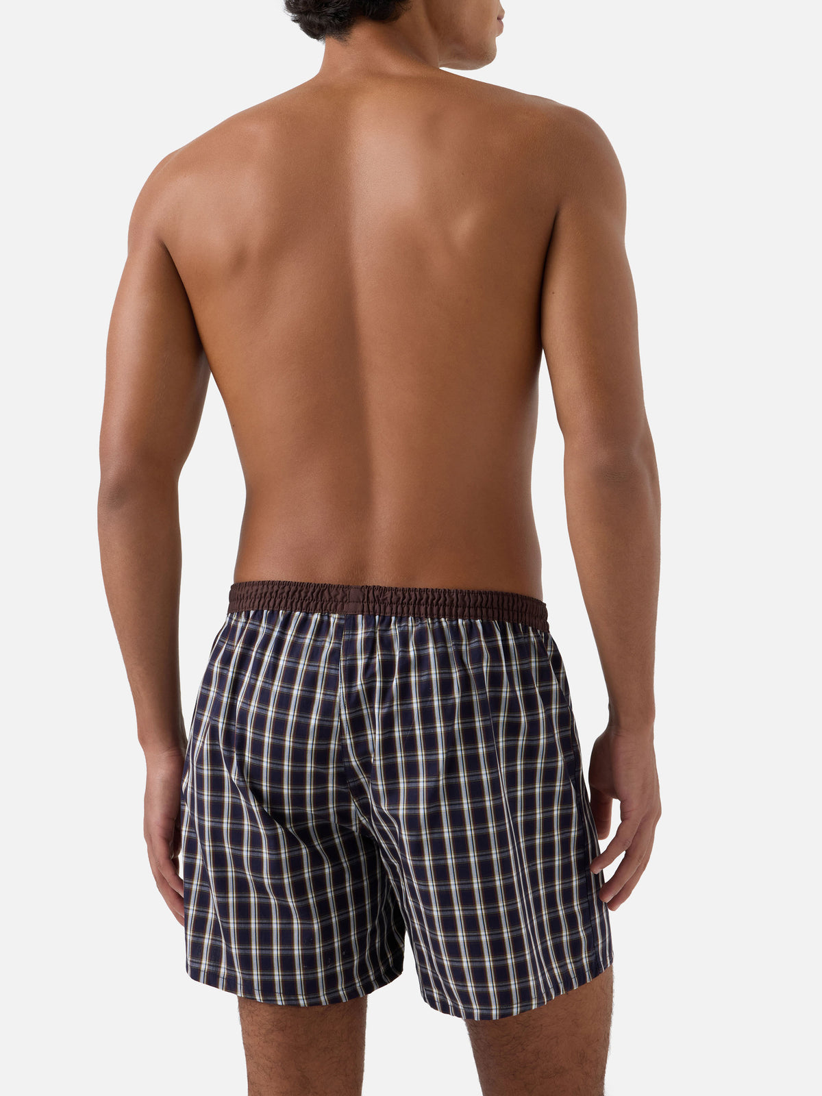 Boxer Adam en coton Navy blue avec imprimé tartan 