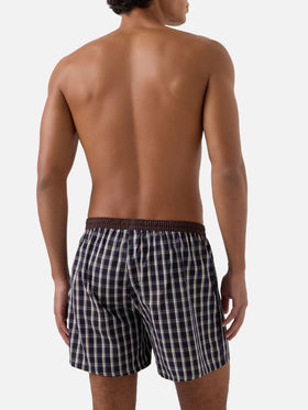 Boxer Adam en coton Navy blue avec imprimé tartan 