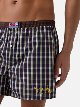 Boxer Adam en coton Navy blue avec imprimé tartan 