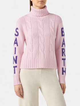 Jersey de cuello alto trenzado Adler con jacquard del logo 