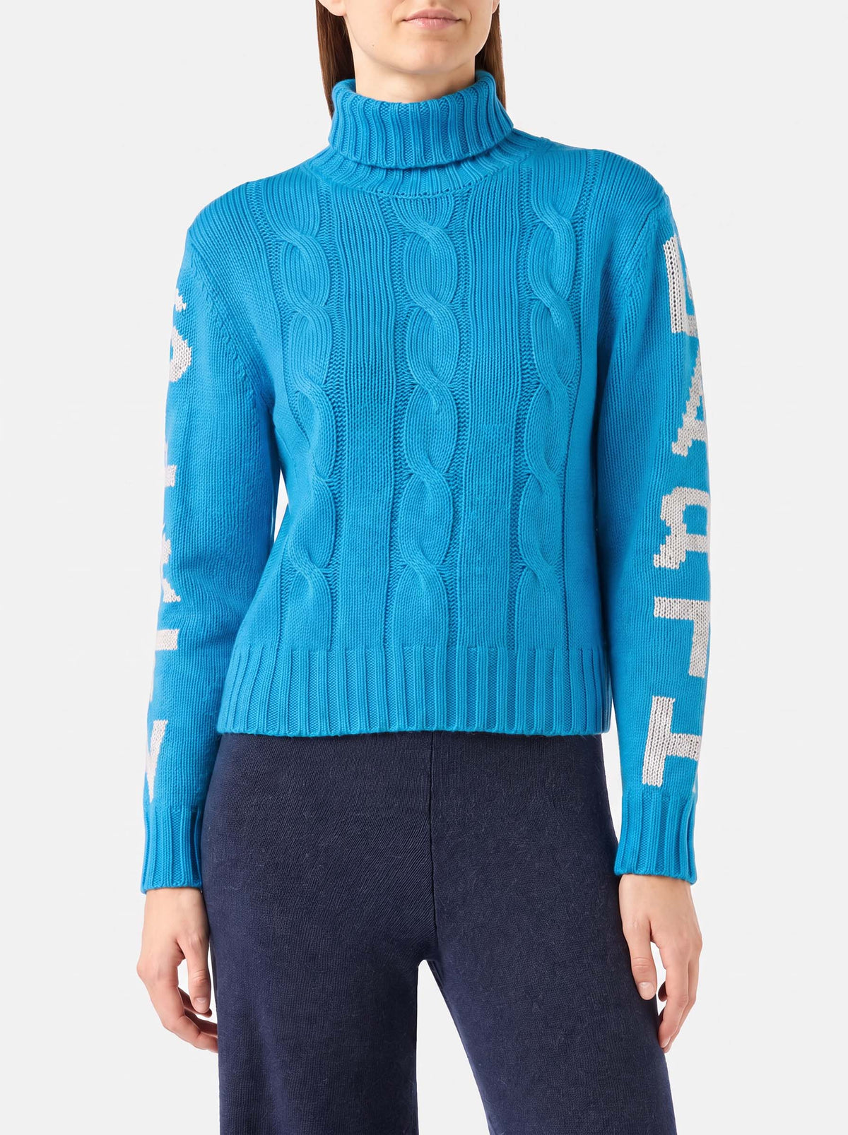 Rollkragenpullover Adler mit Logo-Jacquard 