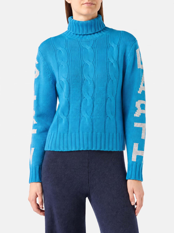 Rollkragenpullover Adler mit Logo-Jacquard 