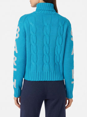 Rollkragenpullover Adler mit Logo-Jacquard 