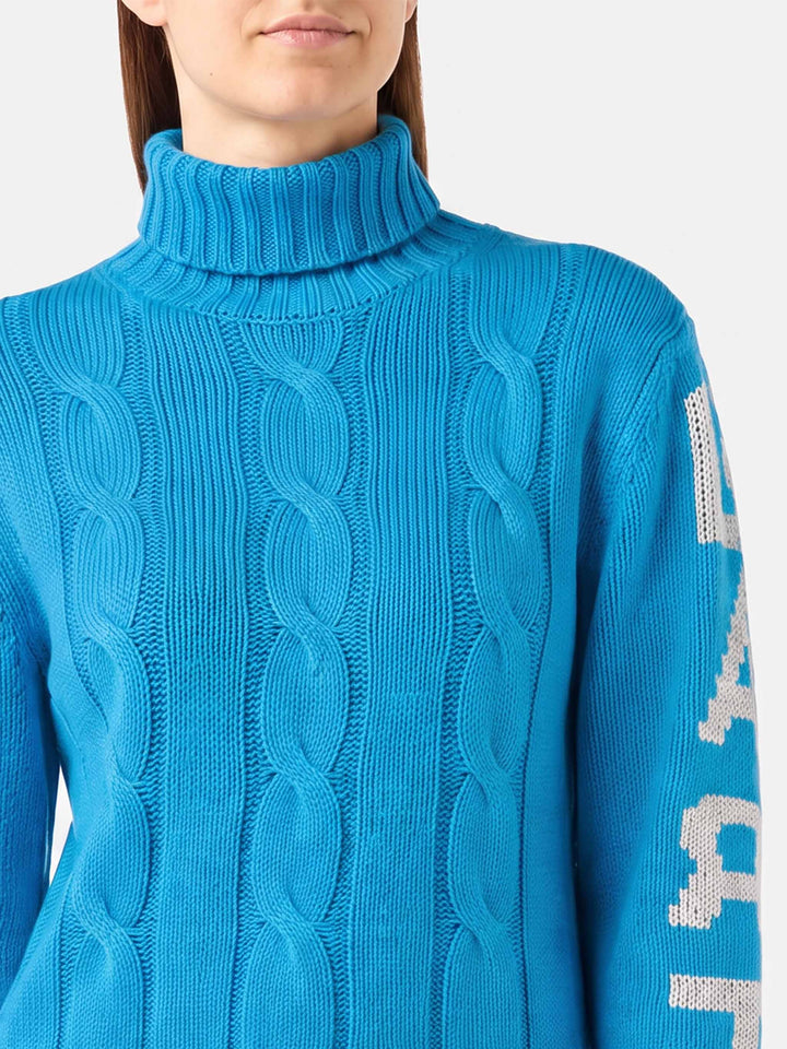Rollkragenpullover Adler mit Logo-Jacquard 