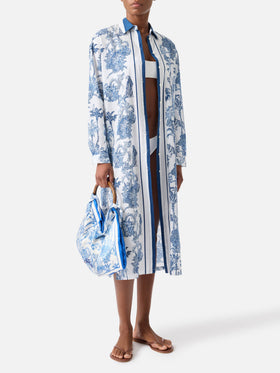 Vestido largo Adeline de algodón con estampado toile de Jouy 