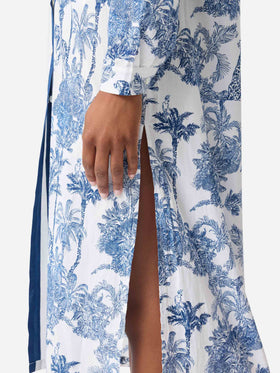 Vestido largo Adeline de algodón con estampado toile de Jouy 