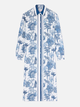 Vestido largo Adeline de algodón con estampado toile de Jouy 