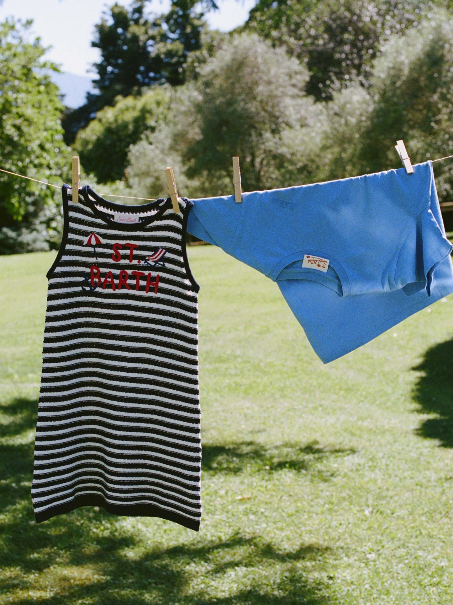 Audie pure cotton striped dress with logo embroidery and sea details