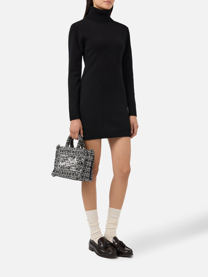Brea-Kleid aus schwarzer, weicher Wolle