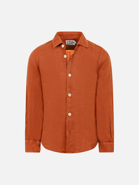 Camicia Agnes in lino arancio