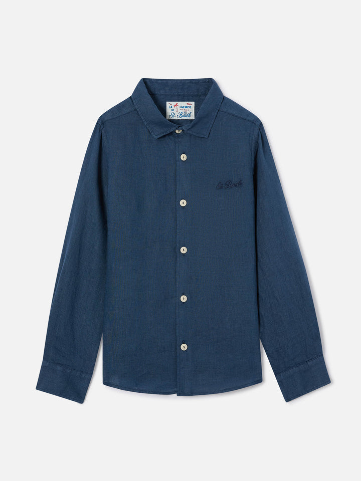 Camisa Agnes azul marino en lino 