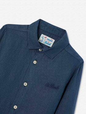 Chemise Agnes bleu marine en lin 