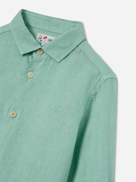 Camicia Agnes in lino verde salvia