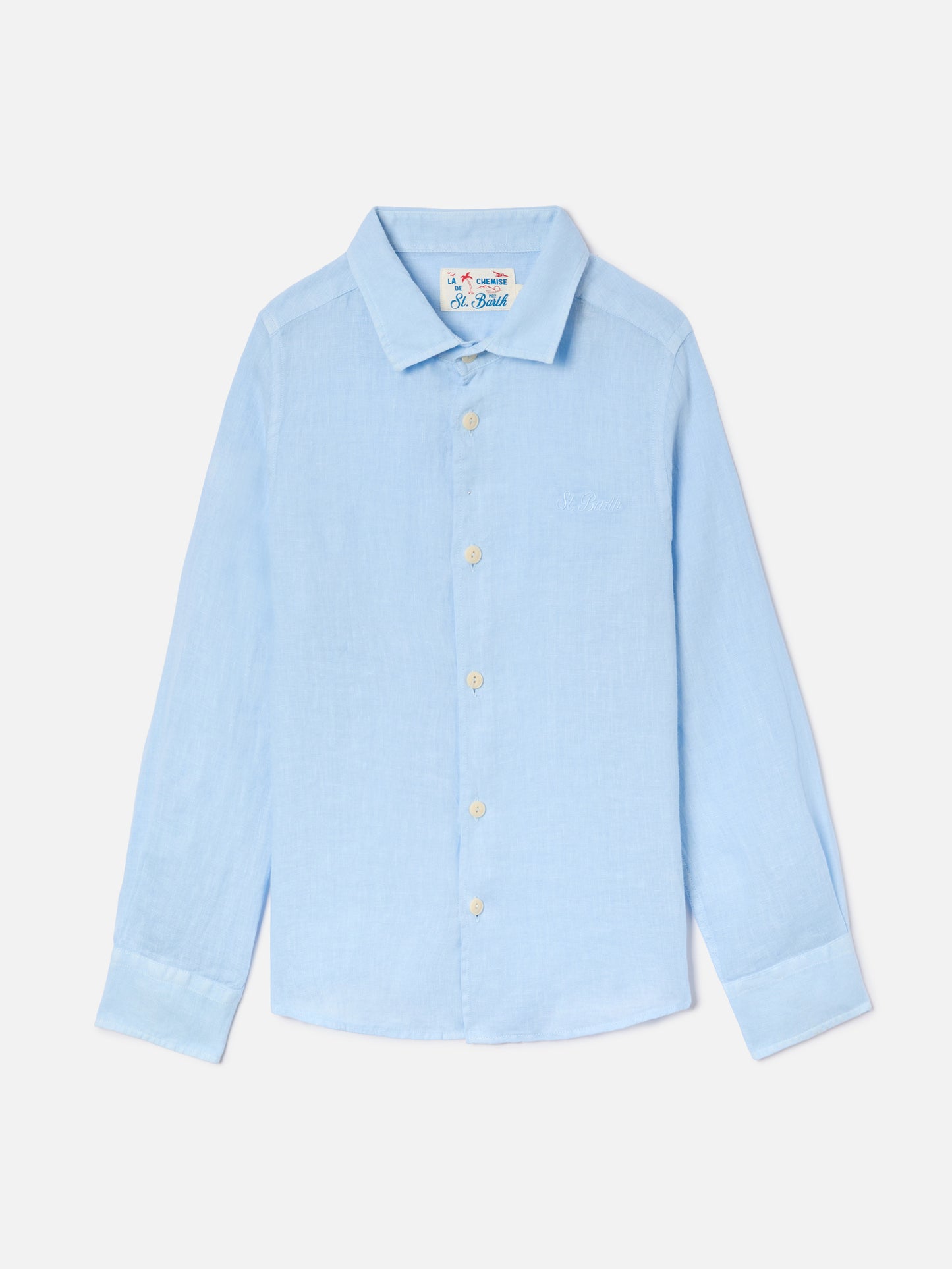 Camisa Agnes en lino azul claro 