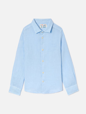 Camisa Agnes en lino azul claro 