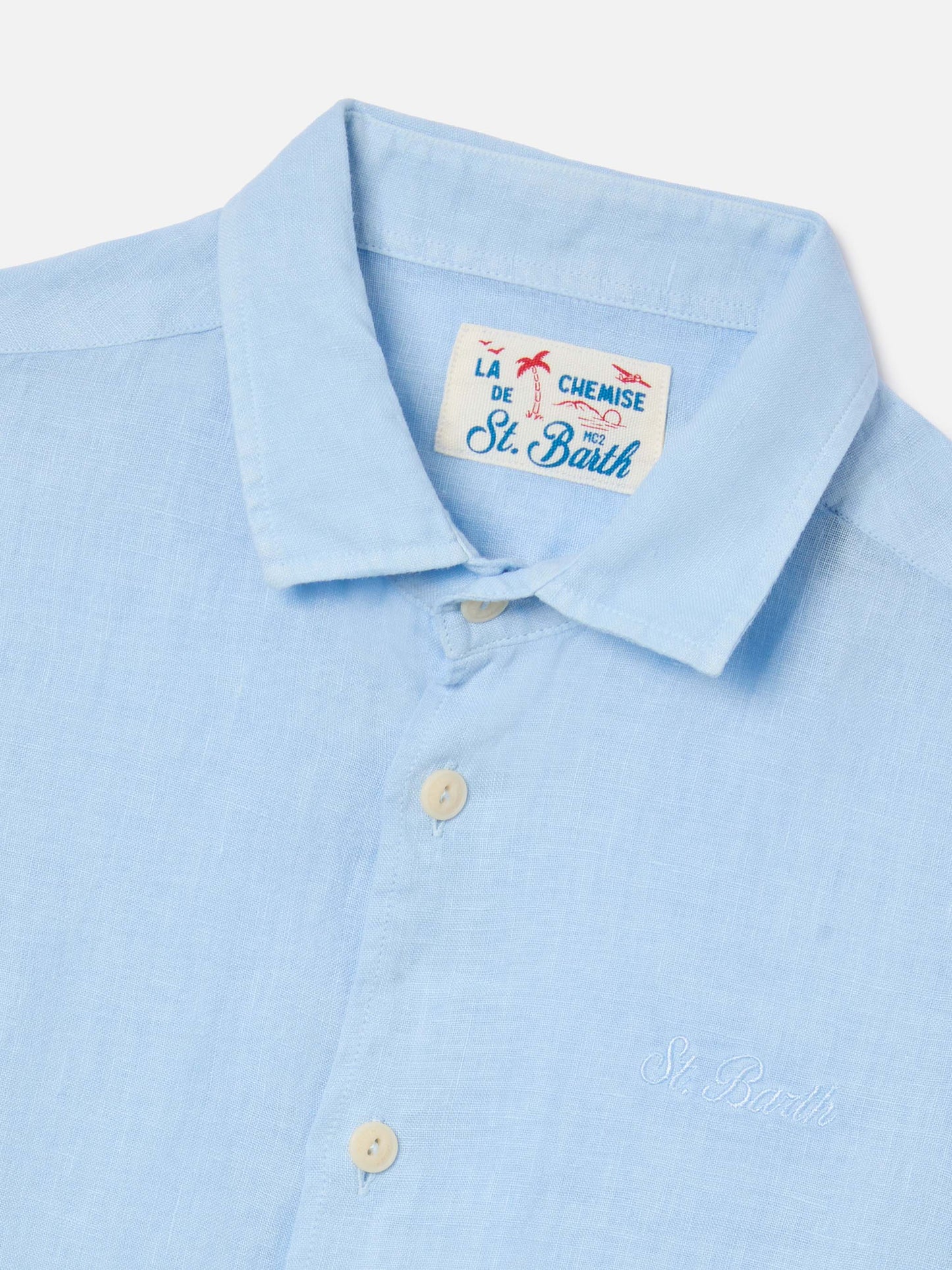 Camisa Agnes en lino azul claro 