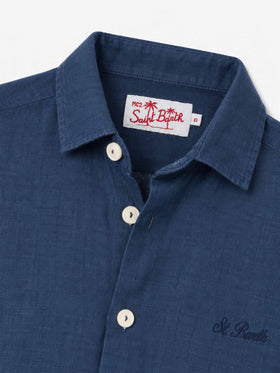 Navy blue Agnes linen shirt