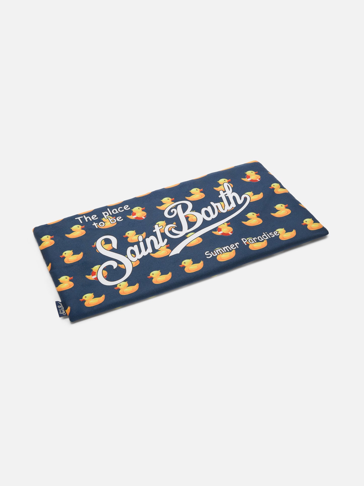 Aidan beach towel with Ducky print and logo