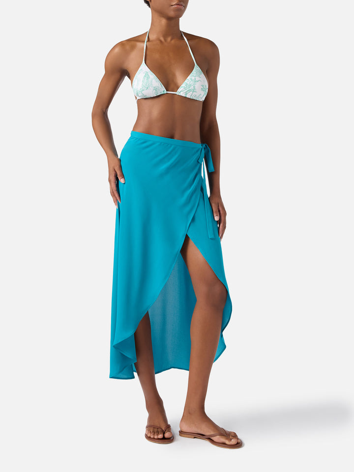 Aida short pareo in teal green