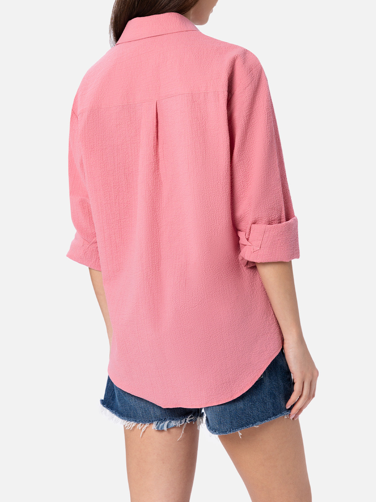 Woman pink seersucker shirt Aisha - MC2 Saint Barth