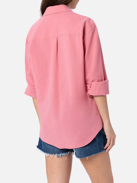 Woman pink seersucker shirt Aisha - MC2 Saint Barth