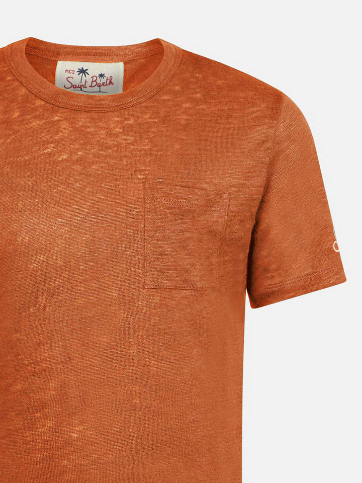Orangefarbenes Leinen-Jersey-T-Shirt von Alex