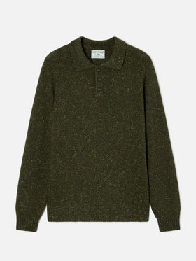 Polo en maille Donegal mélangée laine Alfie vert militaire 