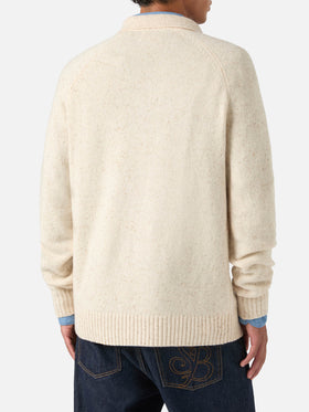 Polo in maglia Alfie beige in misto lana Donegal