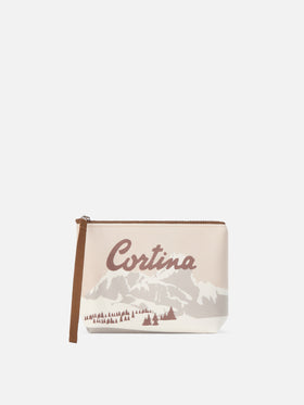 Beige Aline pochette mit Cortina-Print 