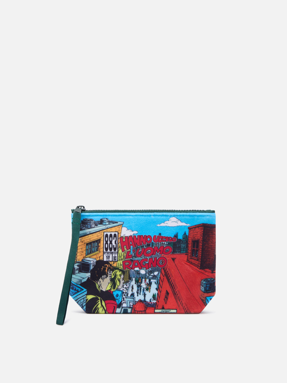 Dunkelgrüner Aline pouch mit Uomo Ragno-Print | Special edition 