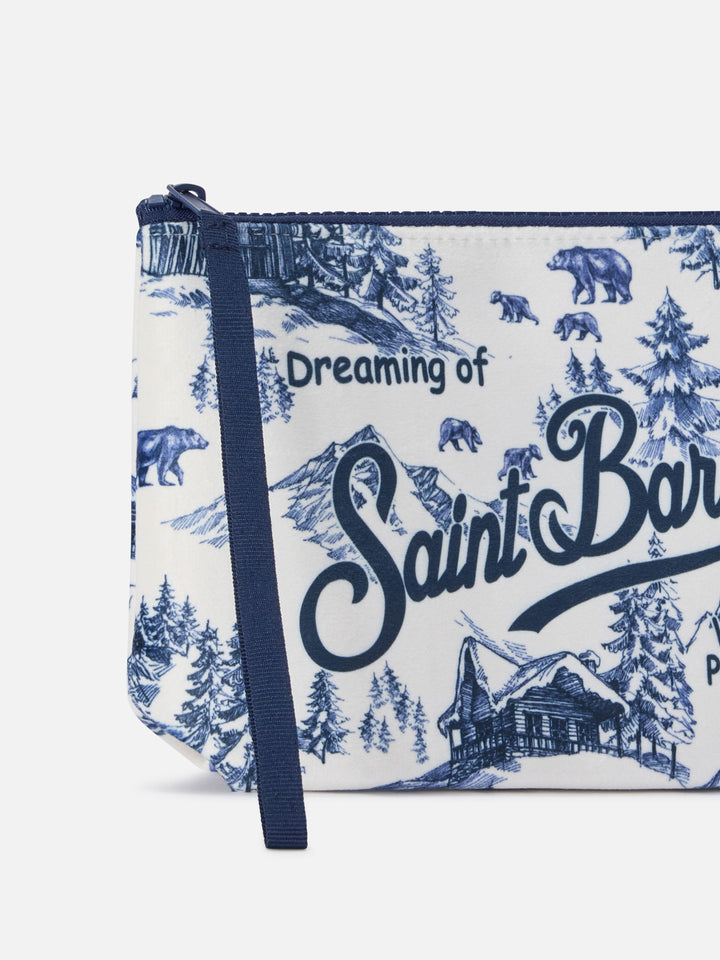 Pochette Aline panna con stampa toile de jouy winterland
