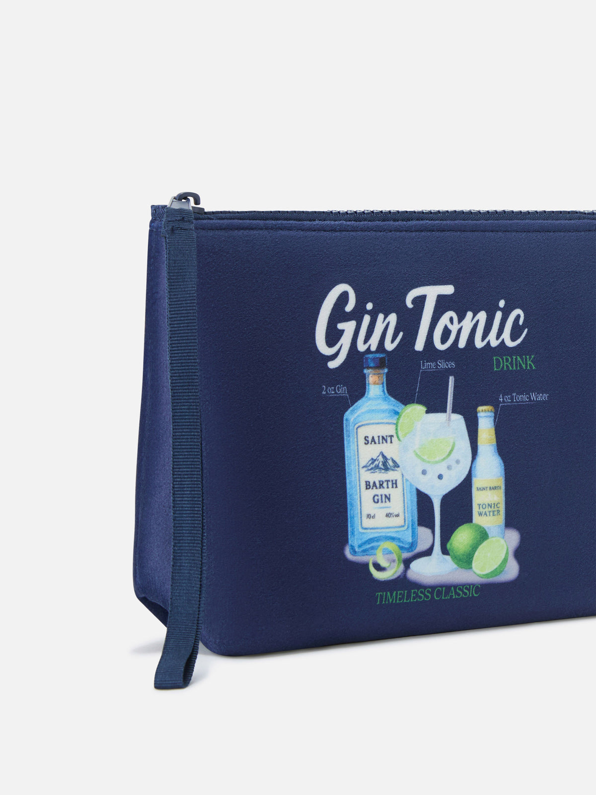 Azul marino blue Aline pochette con estampado Gin Tonic 