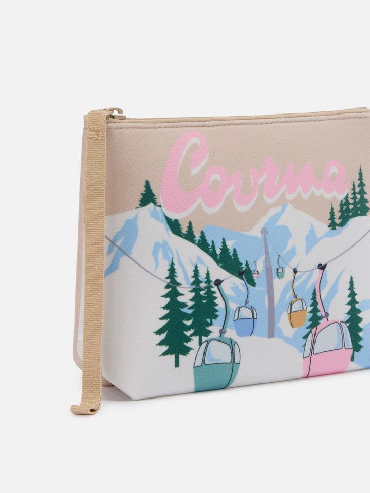 Aline-Pouch aus Wollimitat mit Courmayeur-Print | COURMAYEUR SPECIAL EDITION