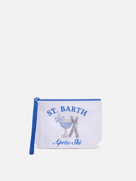 Pochette Aline panna con stampa Après Ski e strass