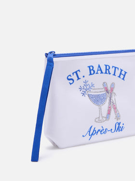 Pochette Aline panna con stampa Après Ski e strass