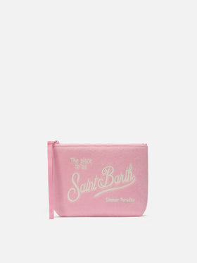 Aline pink terry-effect pouch