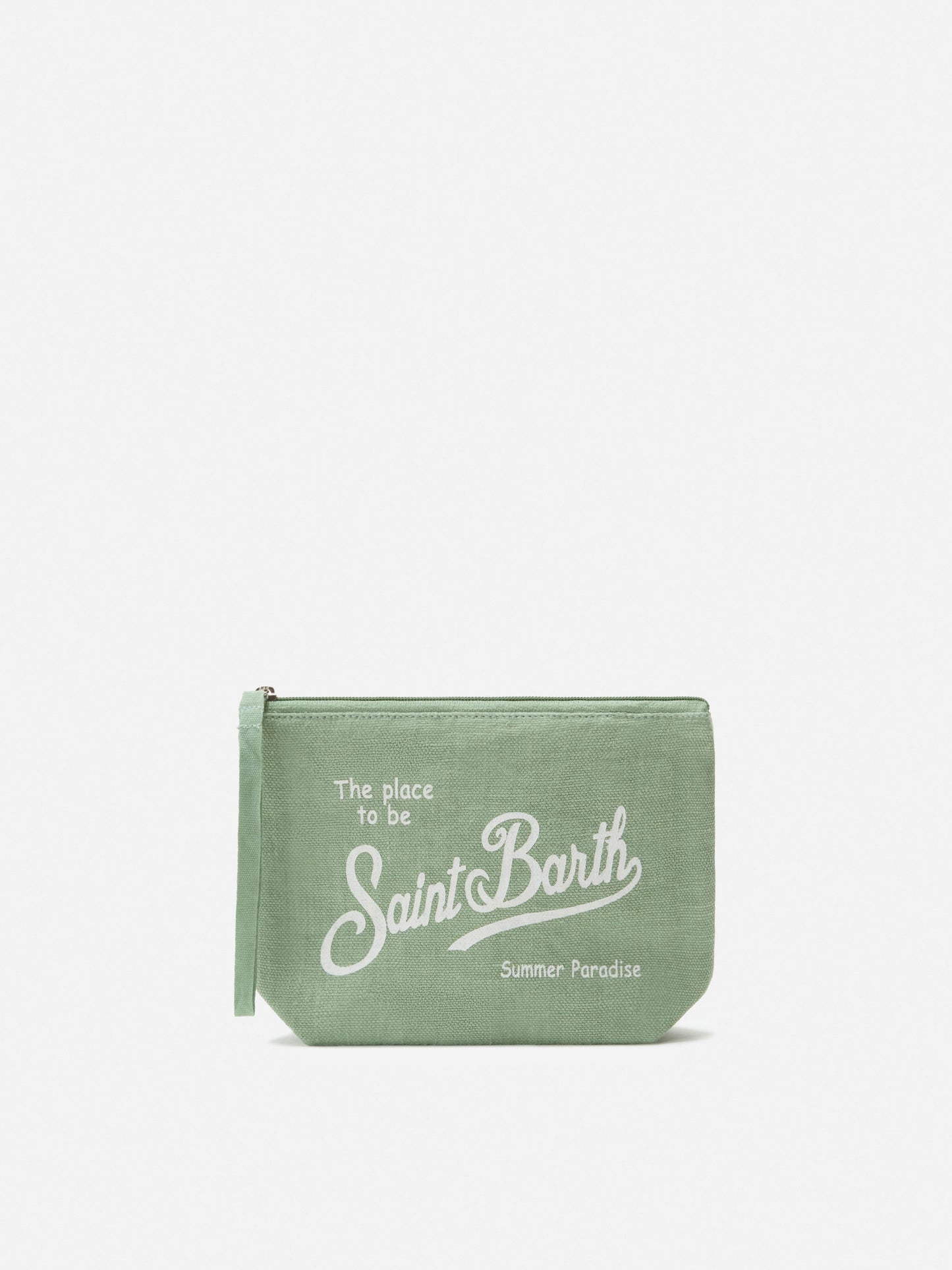 Pochette Aline sage de lino en color liso 