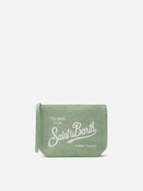 Pochette Aline sage de lino en color liso 