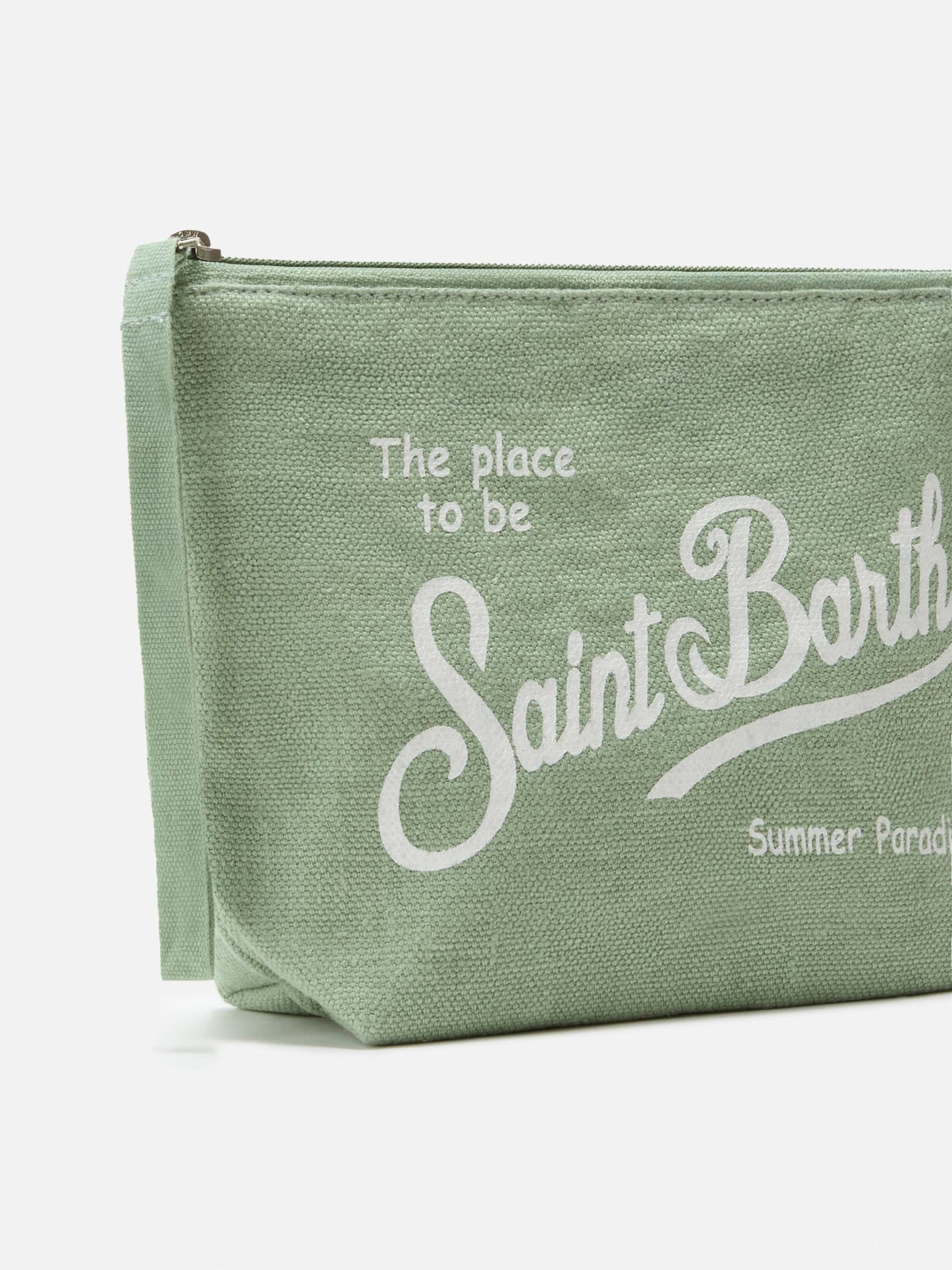 Pochette Aline sage de lino en color liso 