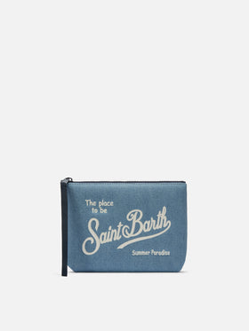 Pochette Aline in effetto denim blu