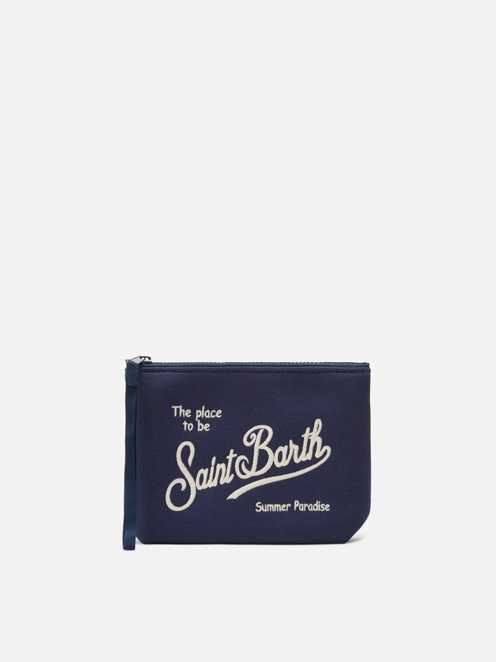 Pochette Aline blu con effetto piquet