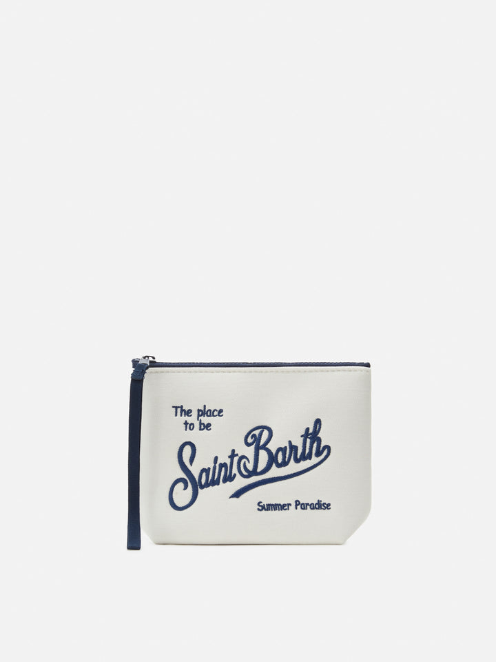 Pochette Aline bianca con effetto piquet